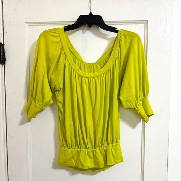 Gianni Bini Elbow Bishop Sleeve Bright Green Cotton‎ Size 6 - Picture 1 of 6